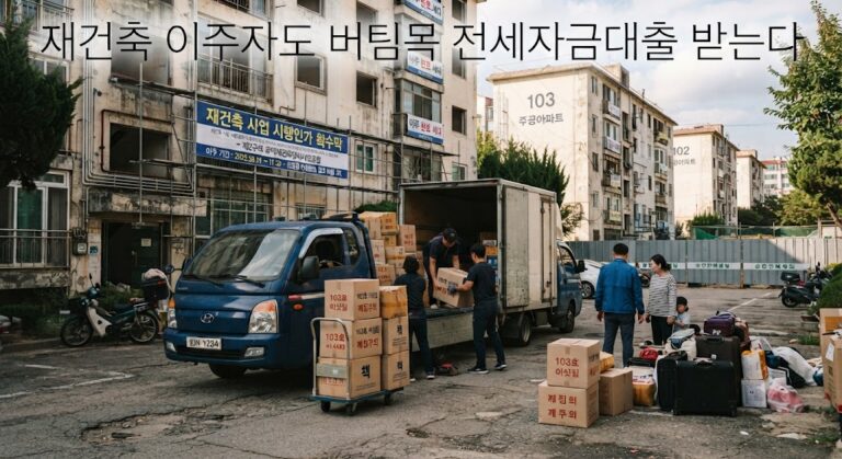 재건축 이주 단지 앞에 놓인 이삿짐 박스 실사 사진